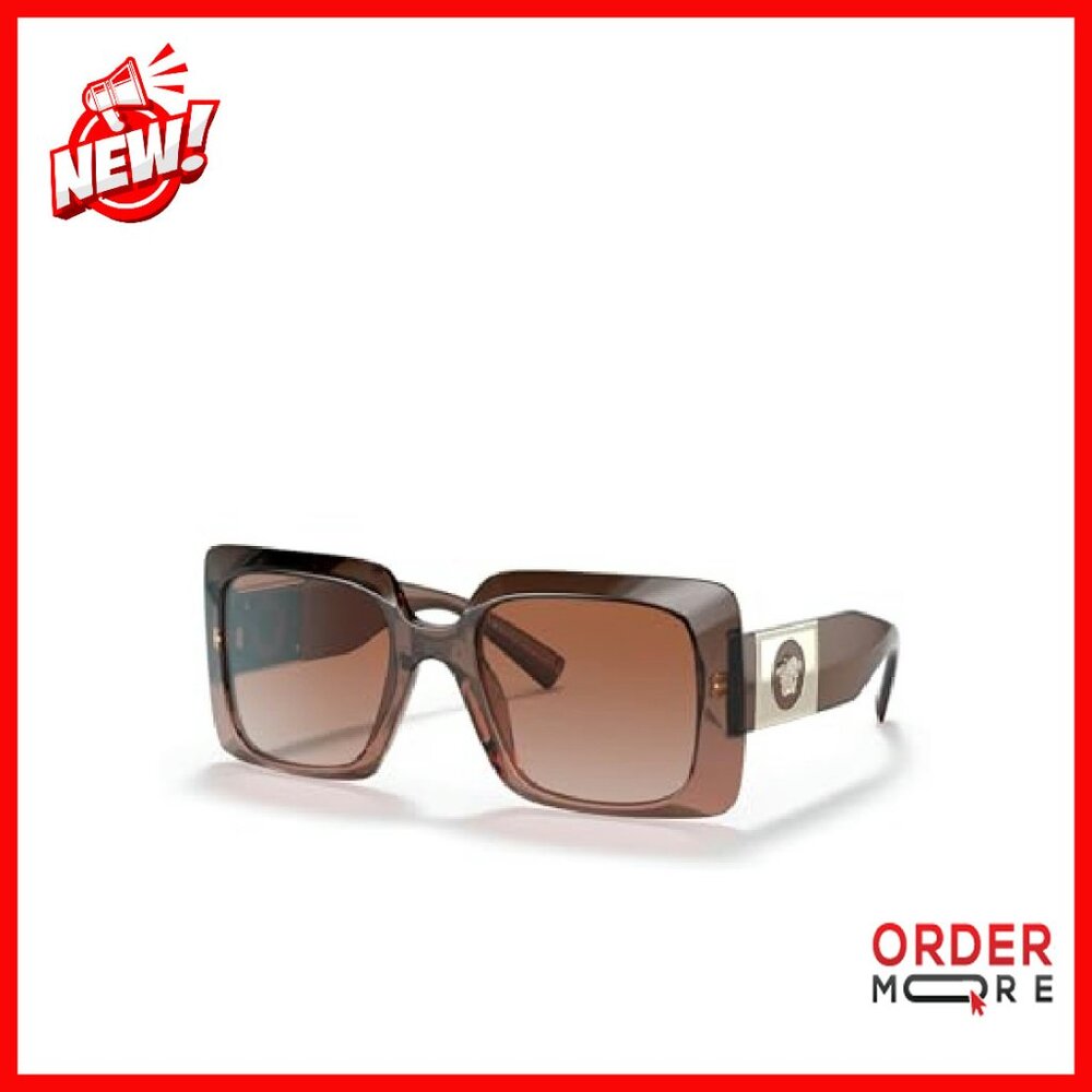 Brown Plastic Rectangle Sunglasses with Gradient … - image 3